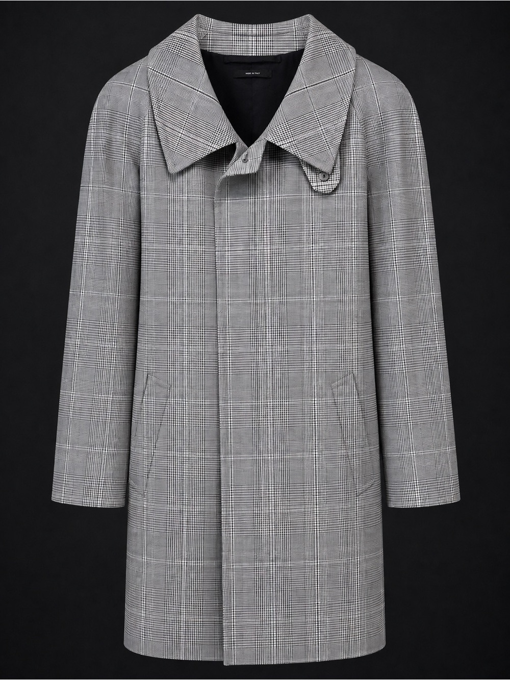 TOM FORD Men’s Glen Plaid Cotton Trench Coat Made in Italy IT 54